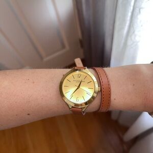 Brown leather wrap around watch